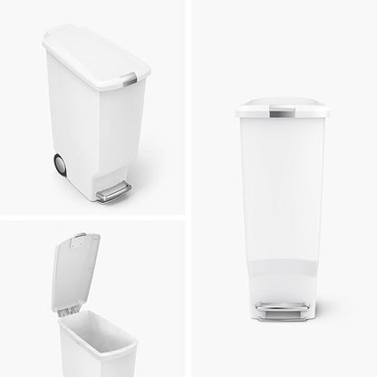 Simplehuman Slim Pedal Bin 40L Plastic White