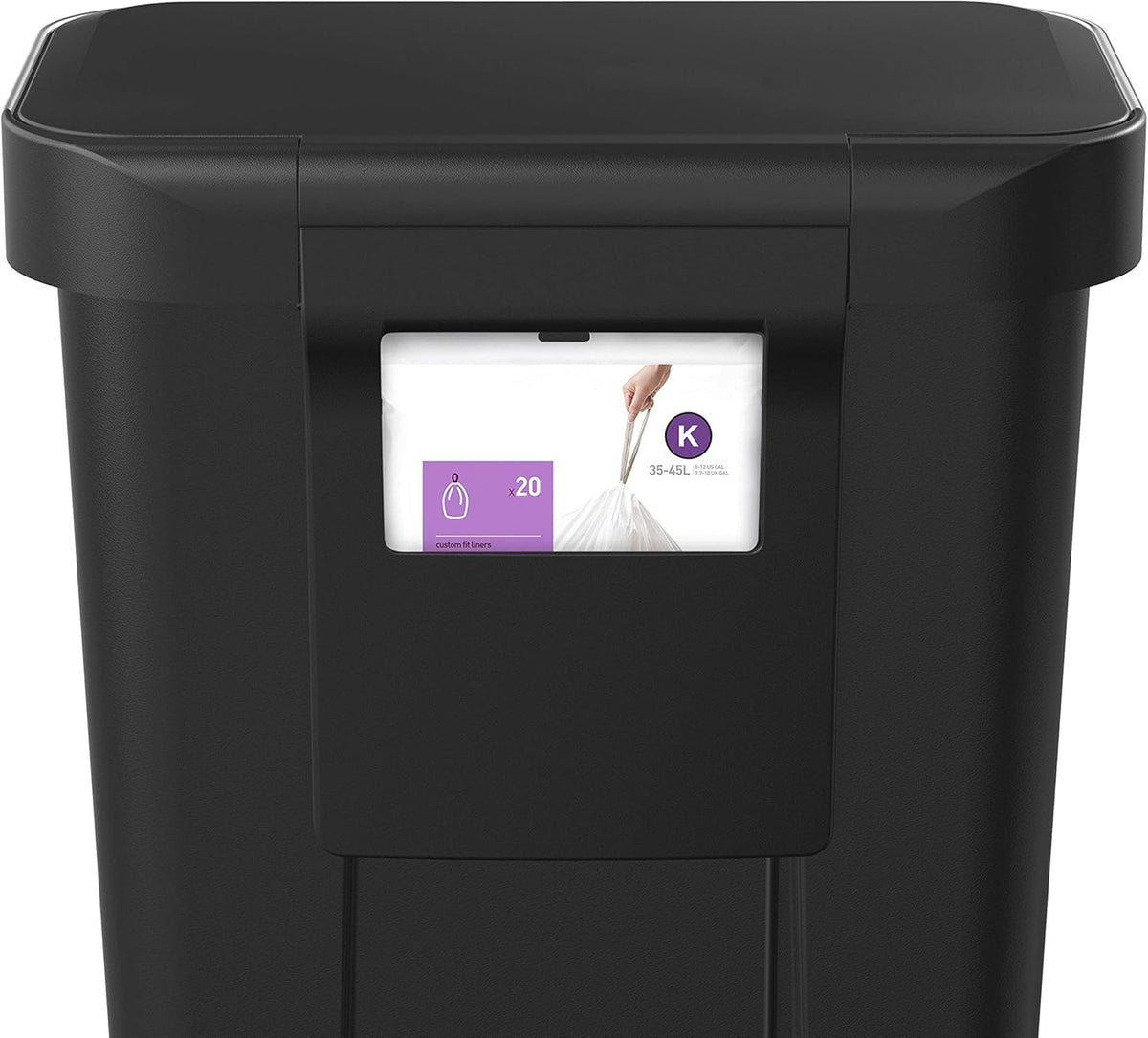 Simplehuman Rectangular Pedal Bin 45L Black Steel Trim Liner Pocket