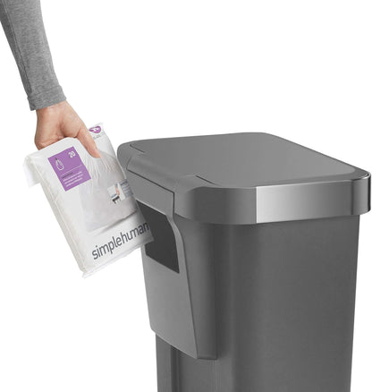 Simplehuman Rectangular Pedal Bin 45L Grey Steel Trim Liner Pocket
