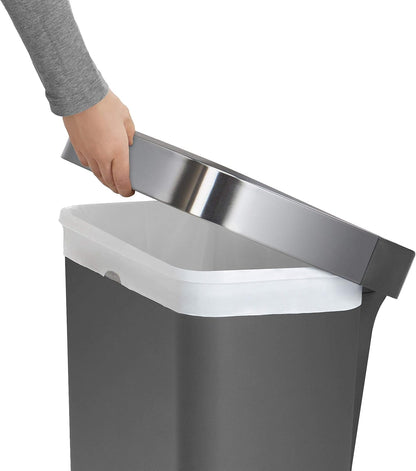 Simplehuman Rectangular Pedal Bin 45L Grey Steel Trim Liner Pocket
