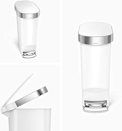 Simplehuman Slim Pedal Bin 40L White