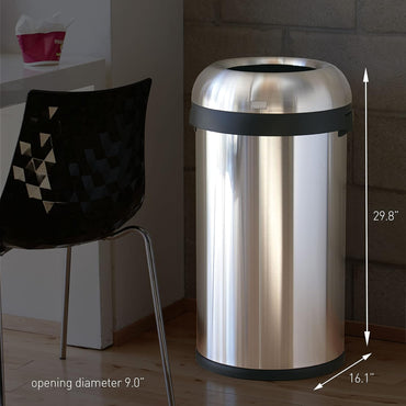 Simplehuman Bullet Open Bin 60L Brushed Steel