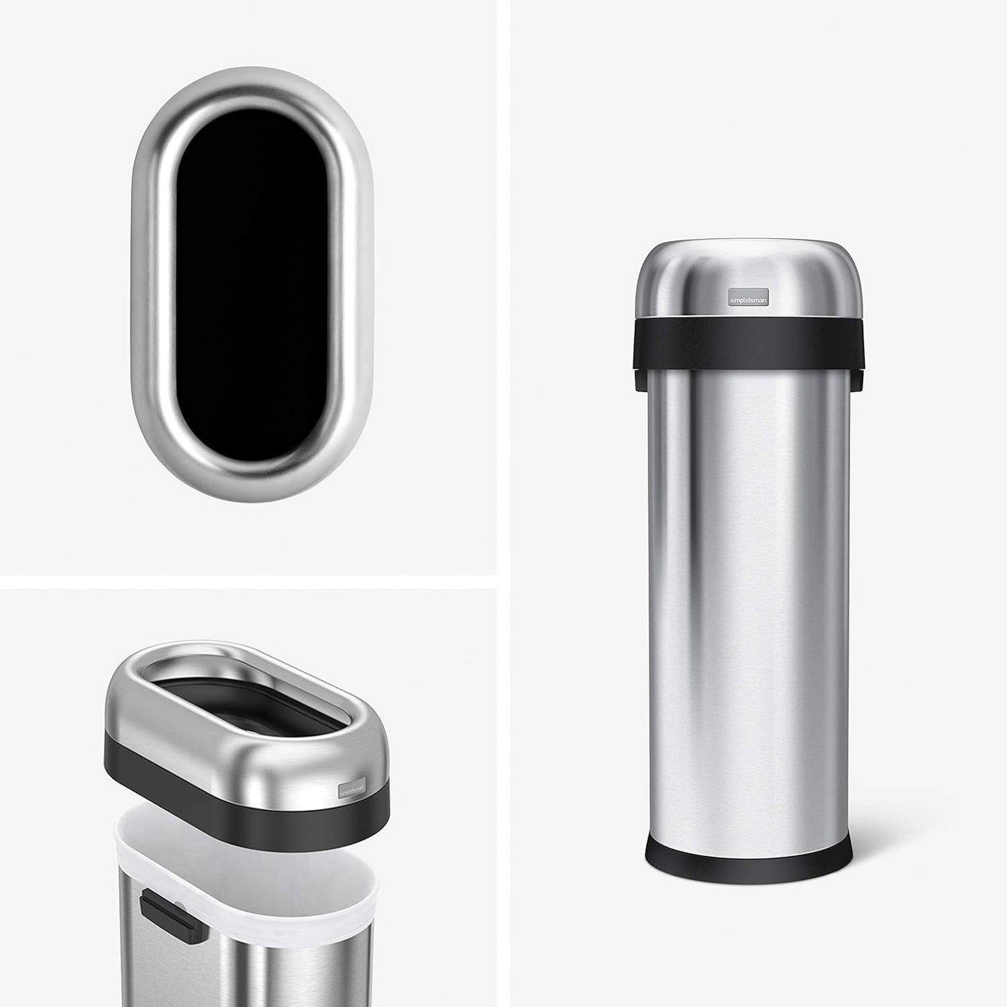 Simplehuman Slim Open Bin 50L Brushed Steel