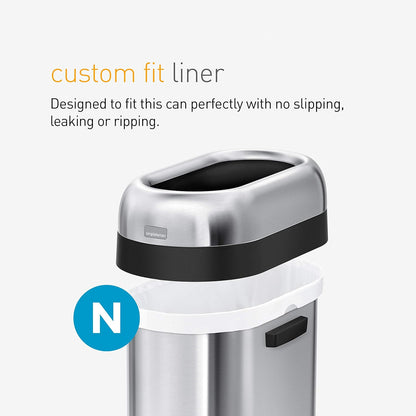 Simplehuman Slim Open Bin 50L Brushed Steel