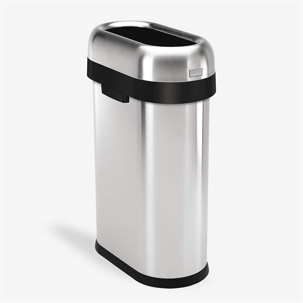 Simplehuman Slim Open Bin 50L Brushed Steel