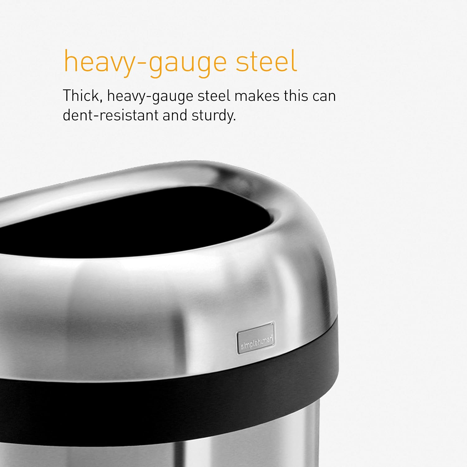 Simplehuman Semi-Round Open Bin 60L Brushed Steel