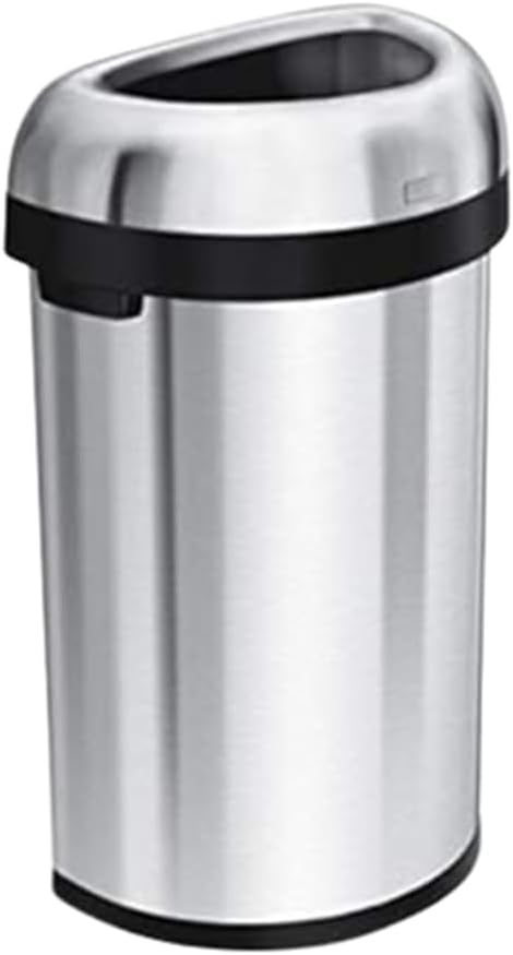 Simplehuman Semi-Round Open Bin 60L Brushed Steel