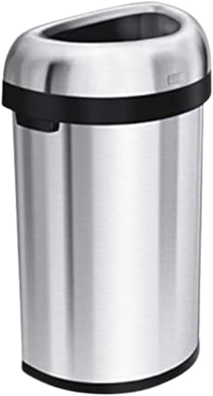 Simplehuman Semi-Round Open Bin 60L Brushed Steel