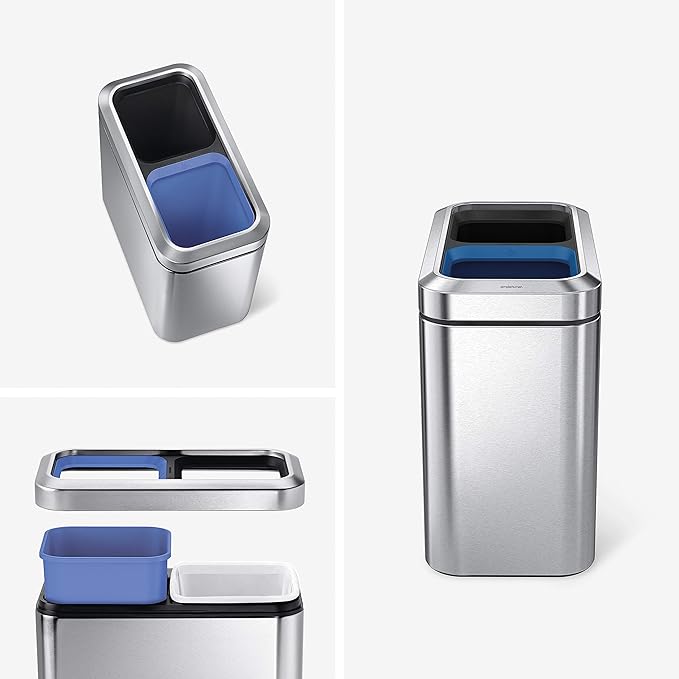 Simplehuman Slim Open Recycler 20L 2-Compartment