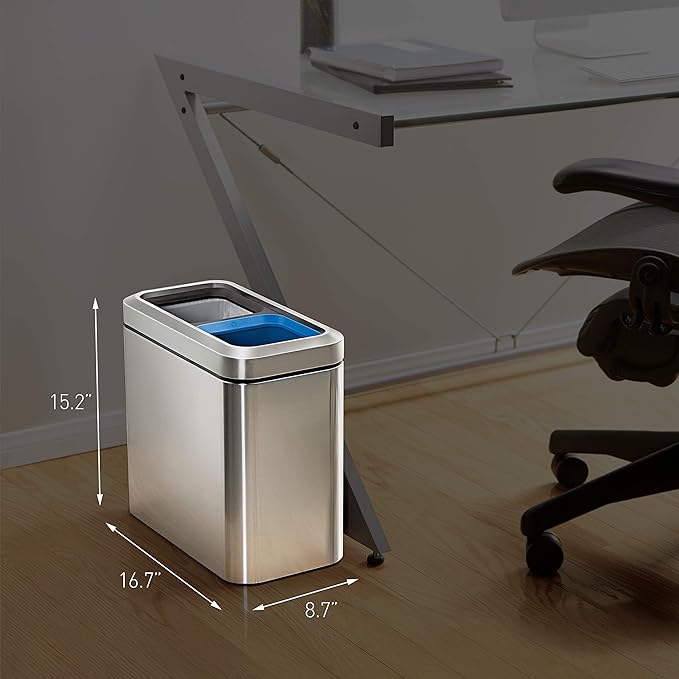 Simplehuman Slim Open Recycler 20L 2-Compartment