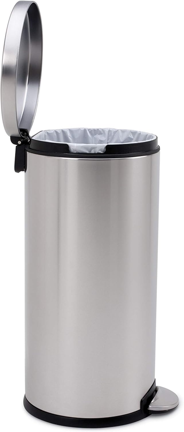 Simplehuman Round Pedal Bin 30L Brushed Steel