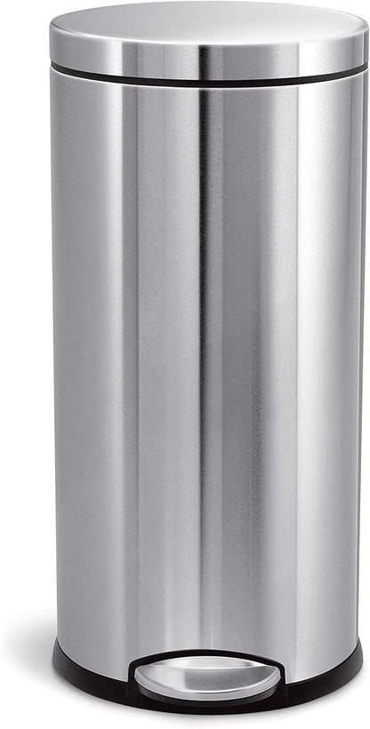 Simplehuman Round Pedal Bin 30L Brushed Steel
