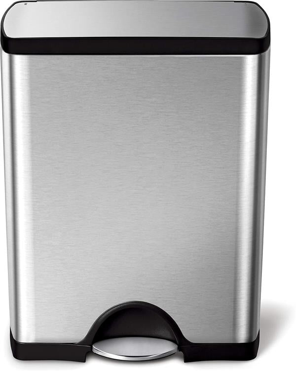 Simplehuman Rectangular Pedal Bin 50L Brushed Steel