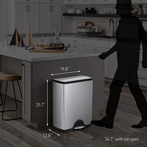Simplehuman Rectangular Recycler Bin 46L 2-Compartment