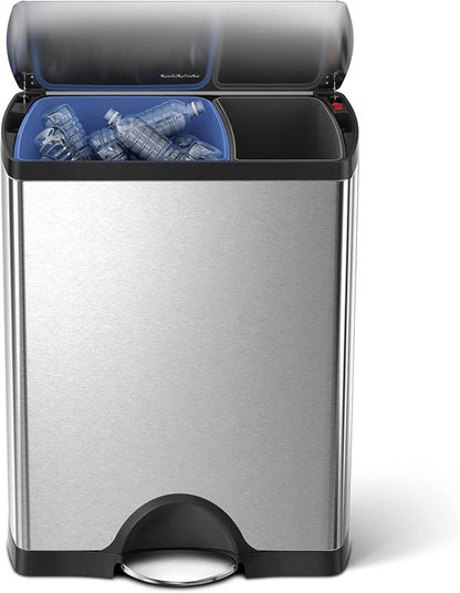 Simplehuman Rectangular Recycler Bin 46L 2-Compartment
