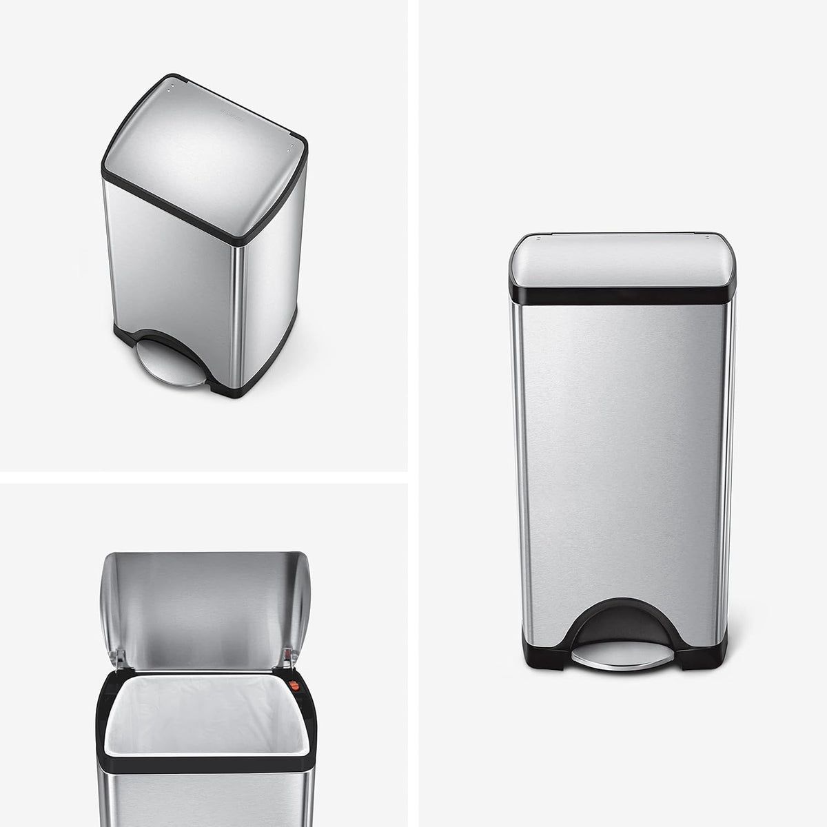 Simplehuman Rectangular Pedal Bin 30L Brushed Steel