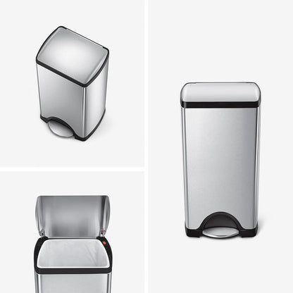 Simplehuman Rectangular Pedal Bin 30L Brushed Steel