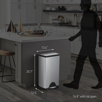 Simplehuman Rectangular Pedal Bin 30L Brushed Steel