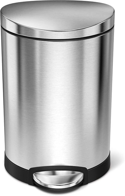 Simplehuman Semi-Round Pedal Bin 6L Brushed Steel