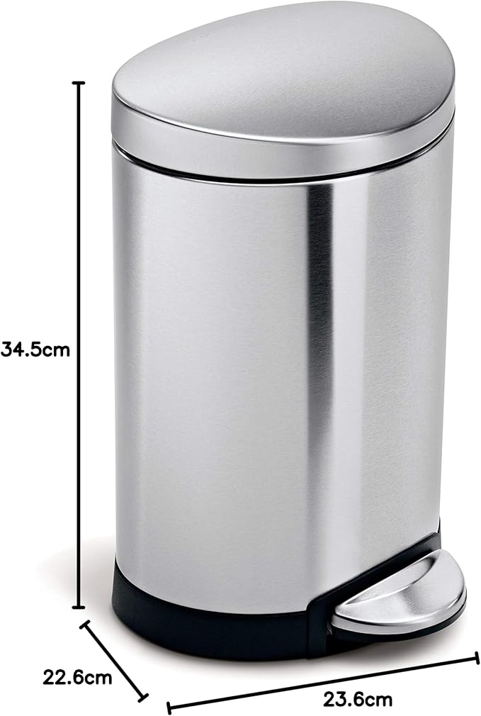Simplehuman Semi-Round Pedal Bin 6L Brushed Steel