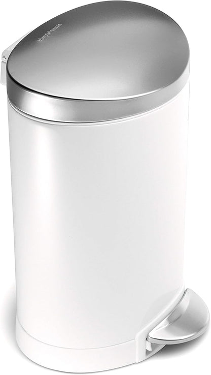 Simplehuman Semi-Round Pedal Bin 6L White/Brushed Steel