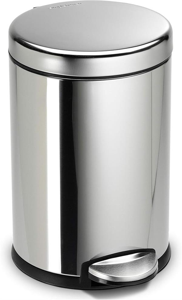 Simplehuman Round Pedal Bin 4.5L Polished Steel