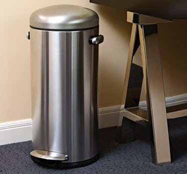 Simplehuman Round Retro Pedal Bin 30L Brushed Steel