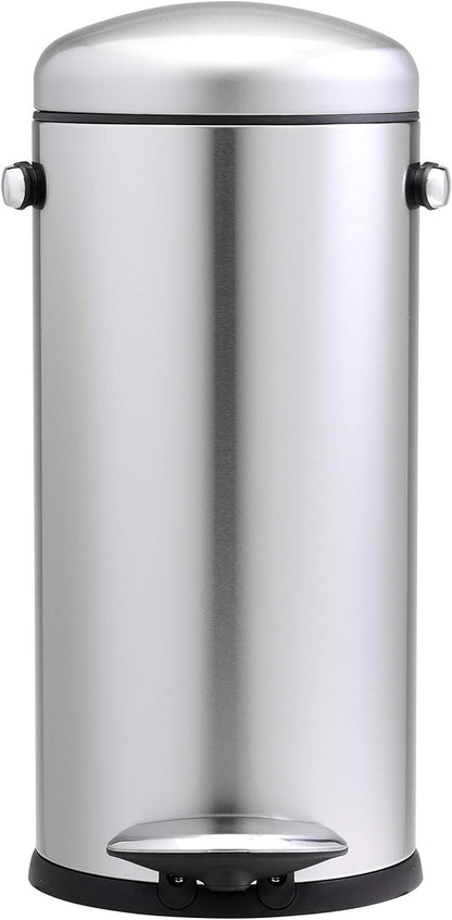 Simplehuman Round Retro Pedal Bin 30L Brushed Steel