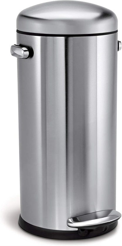 Simplehuman Round Retro Pedal Bin 30L Brushed Steel