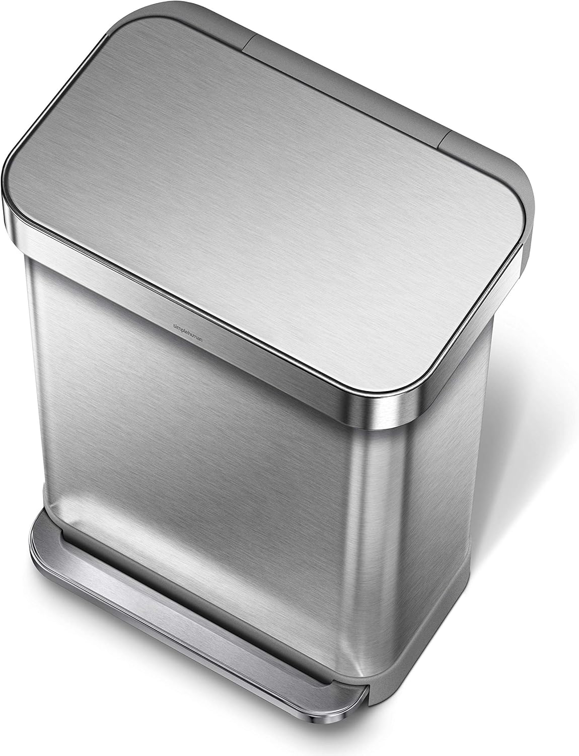 Simplehuman Rectangular Pedal Bin 55L Brushed Steel Liner Pocket