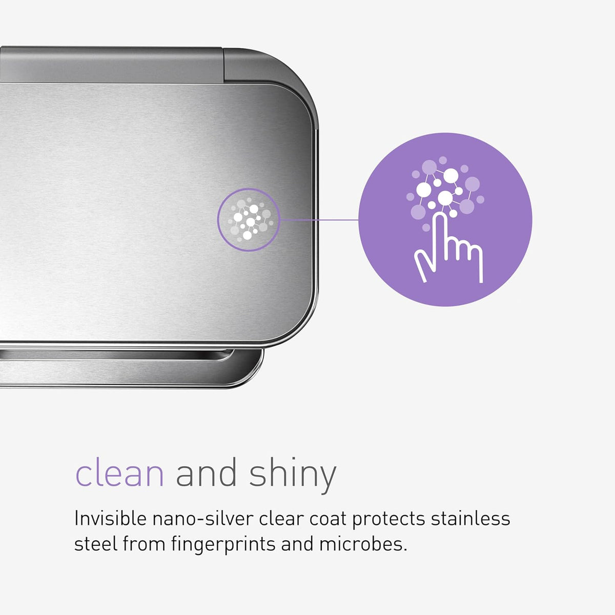 Simplehuman Rectangular Pedal Bin 45L Brushed Steel Liner Pocket