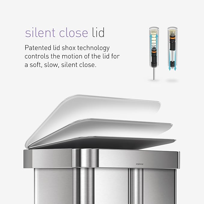 Simplehuman Dual Compartment Recycler Bin 58L Brushed Steel