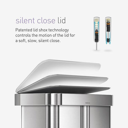Simplehuman Dual Compartment Recycler Bin 58L Brushed Steel