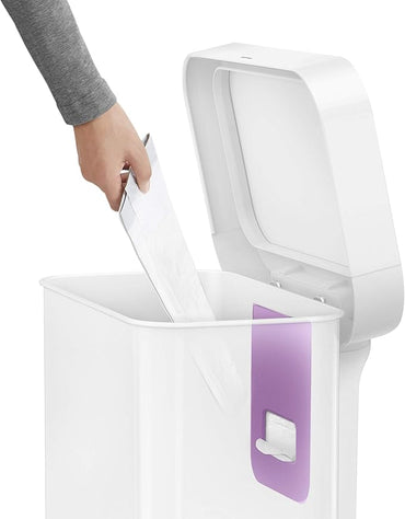 Simplehuman Rectangular Pedal Bin 55L White Steel Liner Pocket
