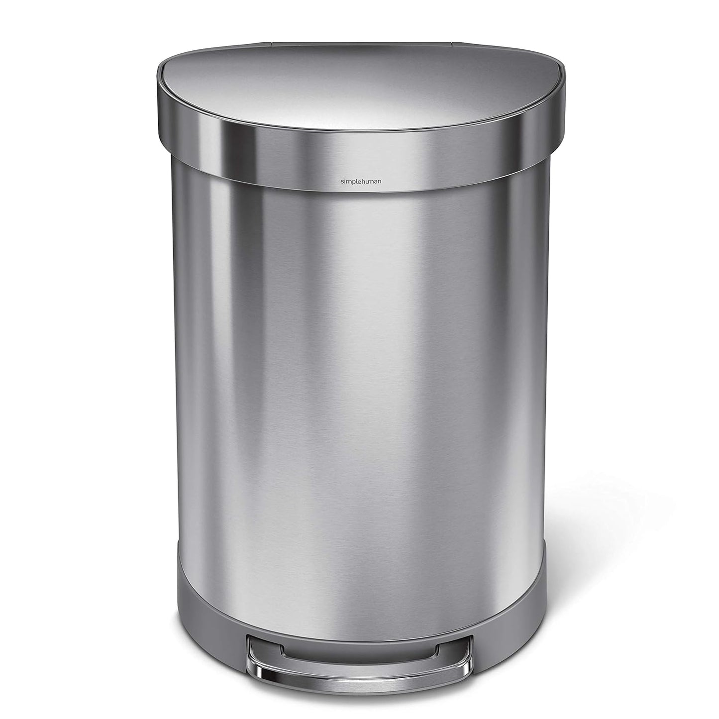 Simplehuman Semi-Round Pedal Bin 60L Liner Rim Brushed Steel