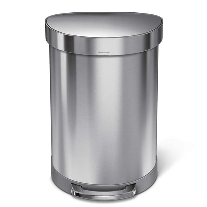 Simplehuman Semi-Round Pedal Bin 60L Liner Rim Brushed Steel