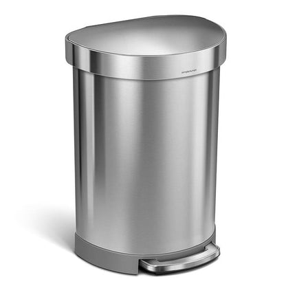 Simplehuman Semi-Round Pedal Bin 60L Liner Rim Brushed Steel
