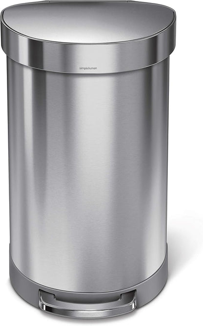 Simplehuman Semi-Round Pedal Bin 45L Liner Rim Brushed Steel