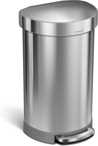 Simplehuman Semi-Round Pedal Bin 45L Liner Rim Brushed Steel