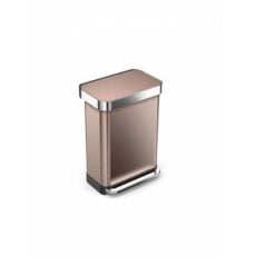 Simplehuman Rectangular Pedal Bin 55L Rose Gold Liner Pocket