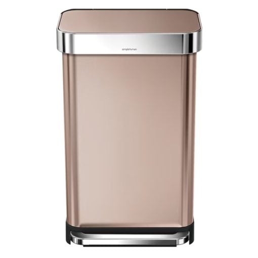 Simplehuman Rectangular Pedal Bin 45L Rose Gold Liner Pocket