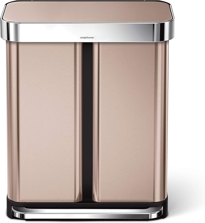 Simplehuman Dual Recycler Pedal Bin 58L Rose Gold