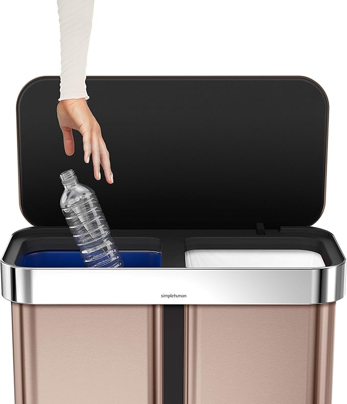 Simplehuman Dual Recycler Pedal Bin 58L Rose Gold