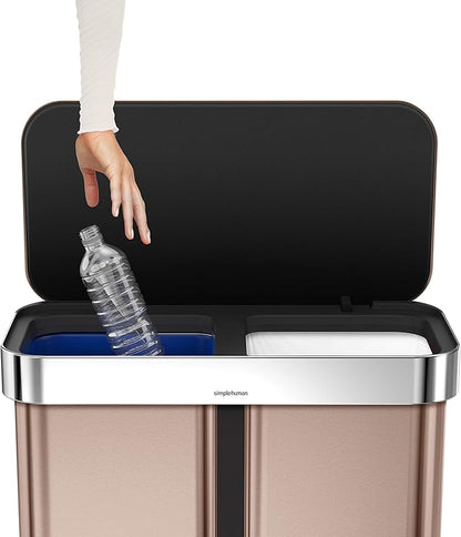Simplehuman Dual Recycler Pedal Bin 58L Rose Gold