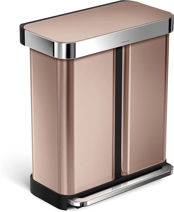 Simplehuman Dual Recycler Pedal Bin 58L Rose Gold