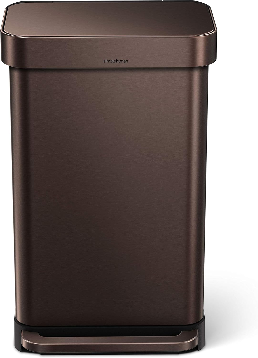 Simplehuman Rectangular Pedal Bin 45L Dark Bronze Liner Pocket