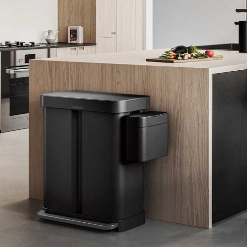 Simplehuman Dual Recycler Pedal Bin 58L Black Steel