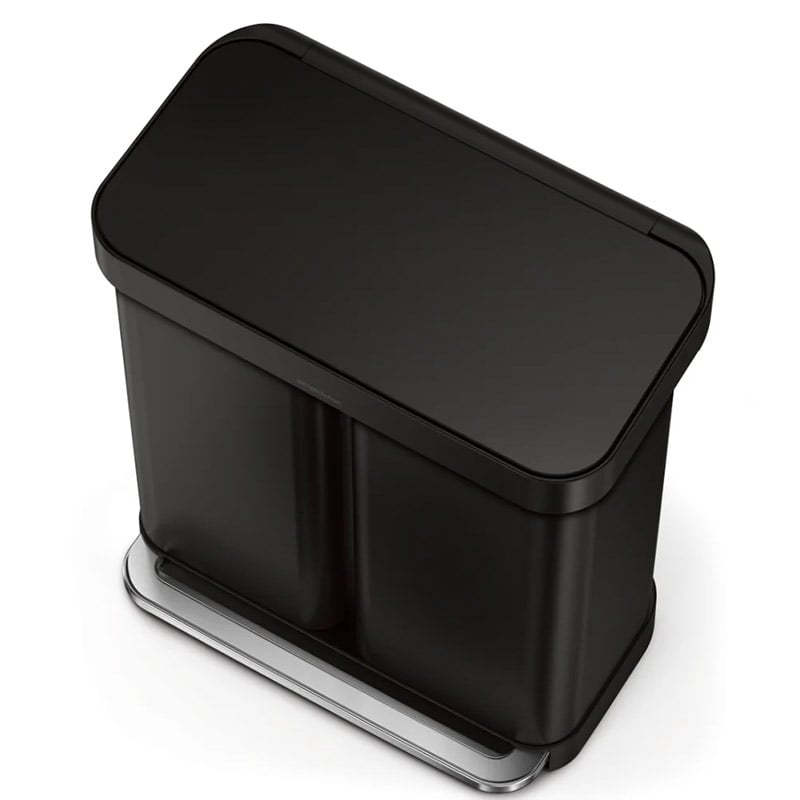 Simplehuman Dual Recycler Pedal Bin 58L Black Steel