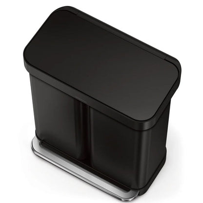 Simplehuman Dual Recycler Pedal Bin 58L Black Steel