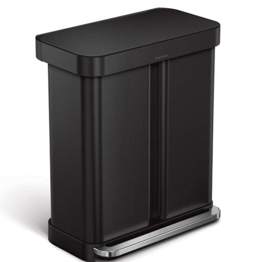 Simplehuman Dual Recycler Pedal Bin 58L Black Steel